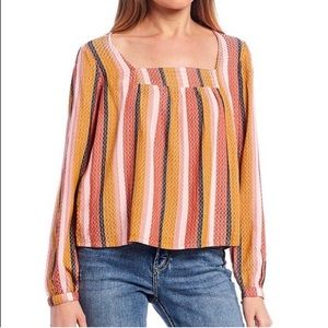 Roxy square neck long sleeve striped top size M